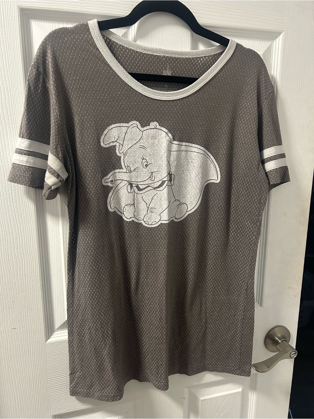 Disney Gray Dumbo Short Sleeve Ringer Tee Jersey XL